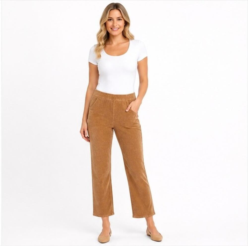 D&Co Denim & Company Women’s Size 12 Tan Corduroy Pull-On Pants